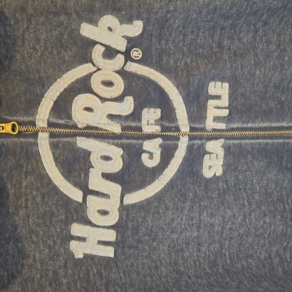 Hard Rock Café Seattle Zip Up Hoodie Medium Navy Blue - Picture 4 of 9